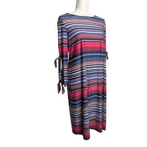 ZOE + PHOEBE Striped multi Colored Dress size Medium NWT Vacation Garden Party